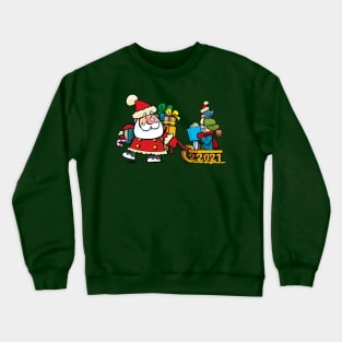 Santa Claus pulls a sledge Crewneck Sweatshirt